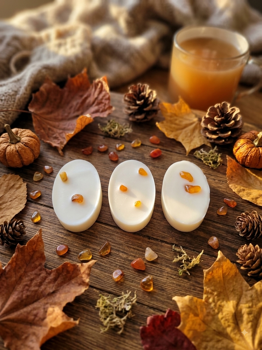 Botanical Amber Soy Wax Melts with Amber Stones