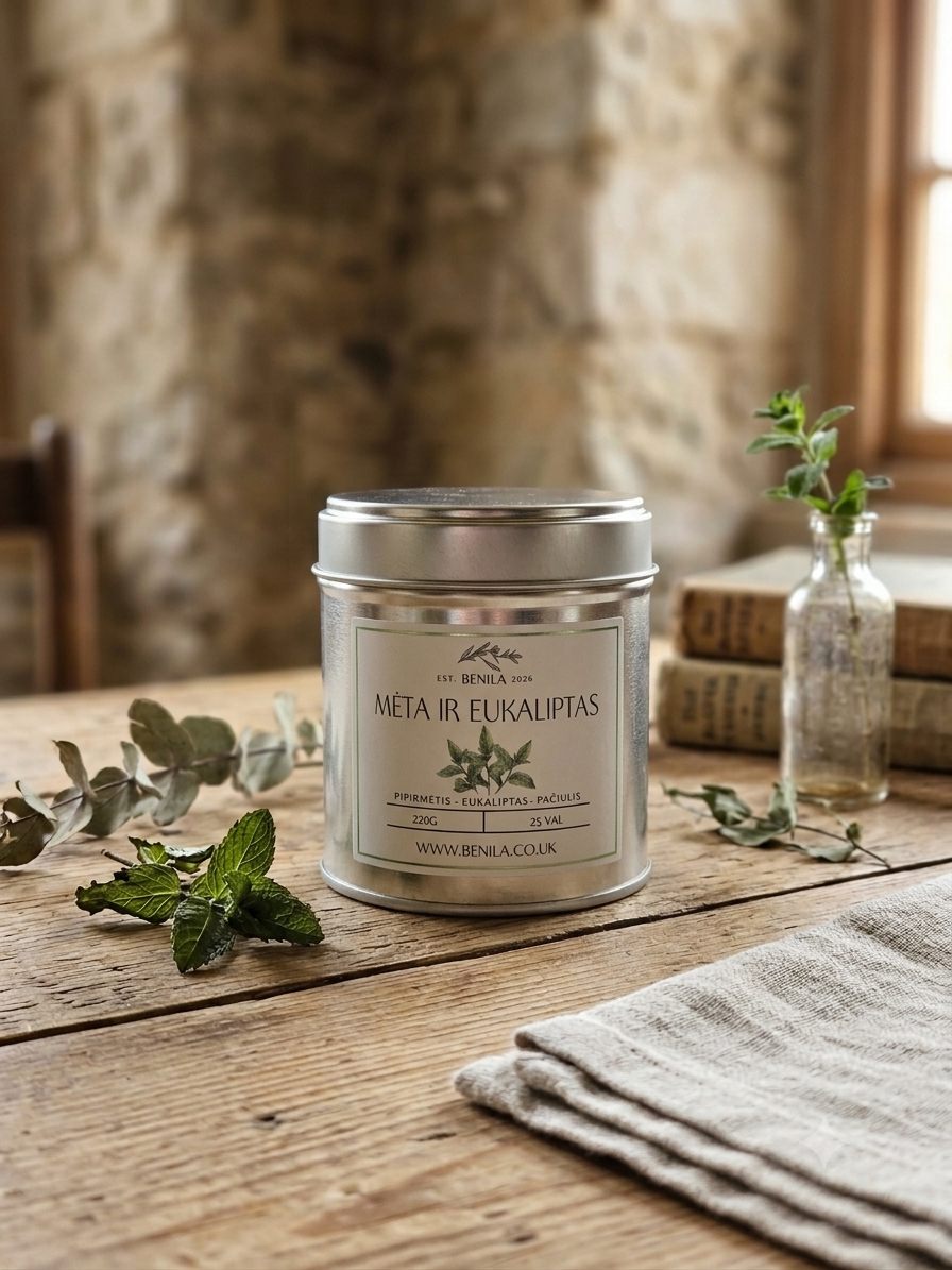'Mėta ir Eukaliptas' Natural Soy Wax Candle