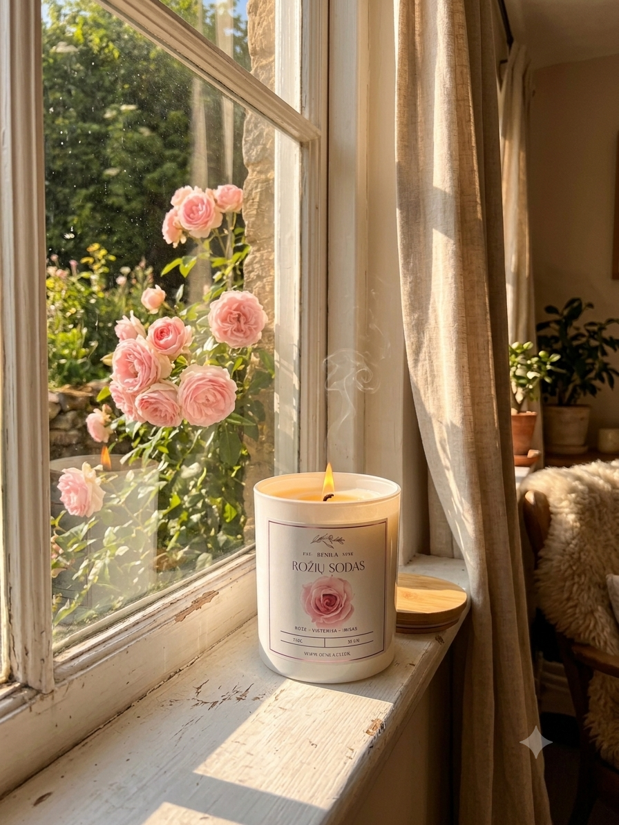 'Rožių Sodas' Natural Soy Wax Candle