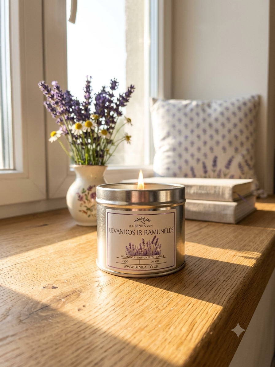 'Levandos ir Ramunėlės' Natural Soy Wax Candle