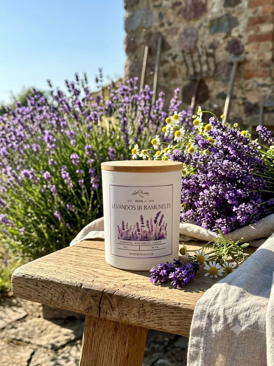 'Levandos ir Ramunėlės' Natural Soy Wax Candle